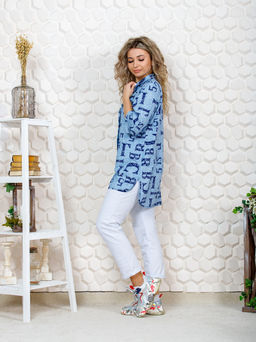 445 Туника "Буквы на голубом"