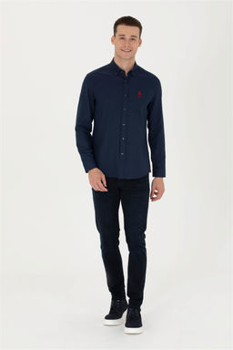 Мужская темно-синяя базовая рубашка с длинным рукавом Неожиданная скидка в корзине - U.s. polo assn фото 4