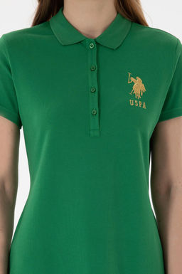 Платье-поло Ye_il Polo Yaka мини зеленое из хлопка