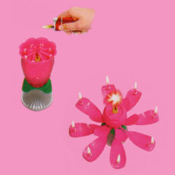 Цена за 5 шт. Свеча для торта раскрывающийся цветок "Роза" (8 свечей), Розовый