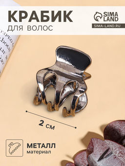 Цена за 6 шт. Крабик для волос «Брианна», зубья, 2 см, тёмное серебро