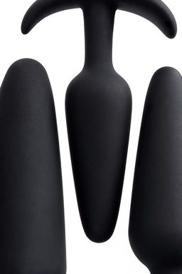 Набор анальных втулок TOYFA POPO Pleasure Eridani, силикон, черный, 3 шт.