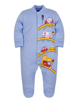 Комбинезон ясельный голубой принт спецмашины