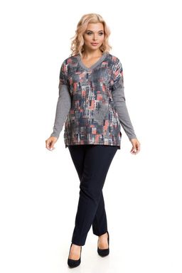 Пуловер 724 серый-коралл - Novita фото 4