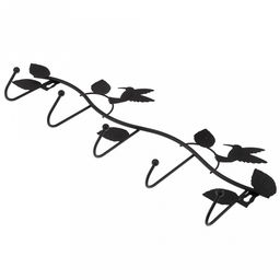 Вешалка-планка металлическая, окрашенная "Колибри" 5 крючков, 48х5х20,5см, цвет - черный матовый (Китай)