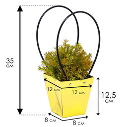 Цена за 10 шт. Сумка для цветов Золото, влагостойкая, 12 x 12 - 8 x 8 - 12,5 см - UPAK LAND фото 4