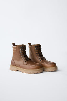 LINED LEATHER ANKLE BOOTS - Zara фото 3