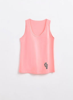 DEA MIA МАЙКА ЖЕНСКАЯ 5702 SINGLET (100% хлопок с аппликацией) РОЗОВЫЙ