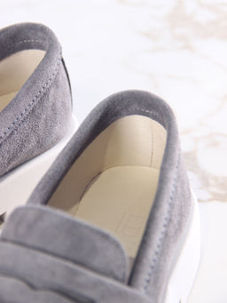 Лоферы туфли 176.1593be.Серый замок замша