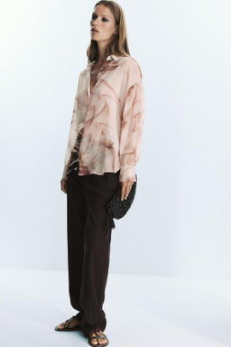 TIE-DYE PRINT COTTON GAUZE BLOUSE - Zara фото 15
