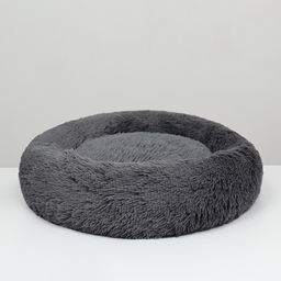 Лежанка для собак и кошек, длинный мех, 80 х 80 х 25 см, серая - Пижон фото 2
