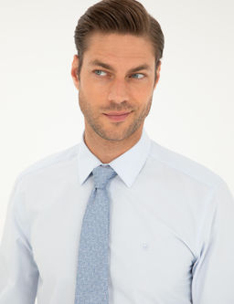 A__k Mavi Slim Fit Uzun Kollu Basic G_mlek