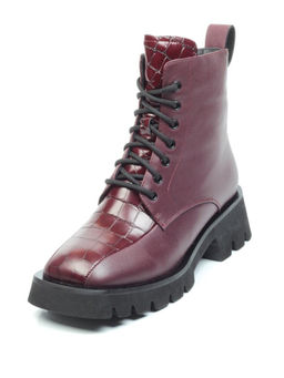 01-CG34-2 WINE Ботинки демисезонные женские (натуральная кожа, байка)