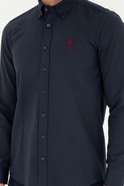 Мужская темно-синяя базовая рубашка с длинным рукавом - U.s. polo assn фото 6