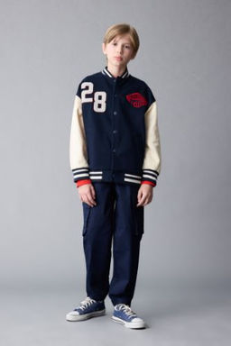 Erkek Cocuk Kargo Cepli Beli Bagc?kl? Lastikli Paca Lacivert Jogger Gabardin Pantolon