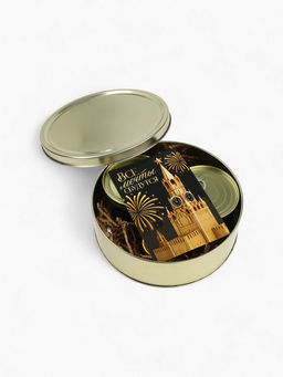 Подарочный новогодний набор в железной банке Черная икра : чай 50 г, монпансье 100 г, варенье 30 г, открытка