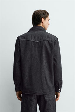 STUDDED WESTERN DENIM SHIRT - Zara фото 3