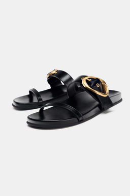 SANDALIA DOBLE TIRA HEBILLA / Negro - Zara фото 4