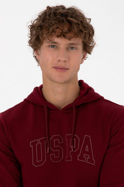 Erkek Regular Fit Kap__onlu Bordo Basic Sweatshirt Sepette S_rpriz _ndirim