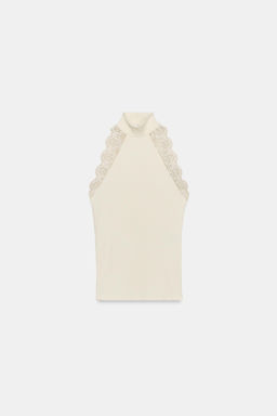 RIBBED LACE T-SHIRT - Zara фото 14
