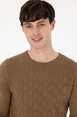 Erkek Slim Fit Bisiklet Yaka Haki Basic Kazak - U.s. polo assn фото 2