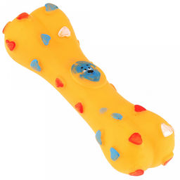 Игрушка для собаки "Косточка мистер сердечко" 15,5х5х3см, с пищалкой, ПВХ, фактурная, цвета микс (розовый, желтый, зеленый), "Пэт тойс (Pet toys)" (Китай)