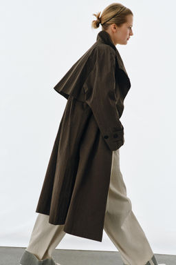 ZW COLLECTION OVERSIZE CHECK TRENCH COAT - Zara фото 7
