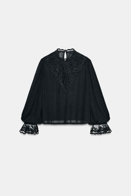 EMBROIDERED LONG SLEEVE TOP - Zara фото 7