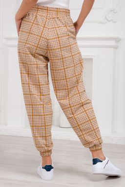 Брюки женские из футера Забава клетка горчица - Амадэль фото 6