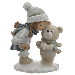 Фигурка декоративная "Девочка и медвежонок", L9 W6 H12 см, 2в.