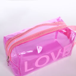 Косметичка ПВХ L-б/н LOVE, 19*8*11, отд на молнии, розовый - Simaland фото 3