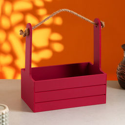 Подарочный ящик «Аром», деревянный, ручка - канат, бордовый, набор 3 шт.