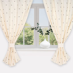 Шторы для кухни Доляна «Пчёлки», 150×180 см - 2 шт., рогожка 164 г/м², 100% хлопок