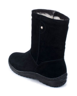 Полусапоги женские на литой подошве., Черные. Замша. Молния. Подклад овчина.