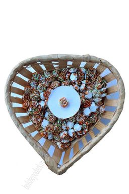 Кабошон Розочка разноцветная 12 мм (50 шт) ВР-357, оранжево-белый