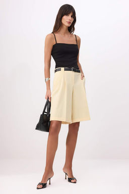 Siyah Fitted/Vucuda Oturan Straplez Ince Ask?l? Kolsuz Pamuk Ribana Orme Atlet TWOSS26AL00033