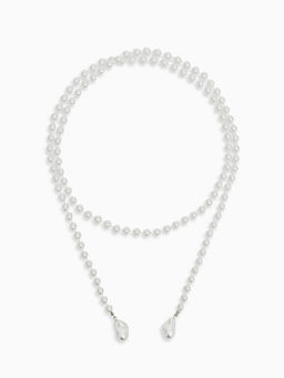 Бусы "Нить жемчуга" №8 с подвесами, L=120см, цвет белый в серебре