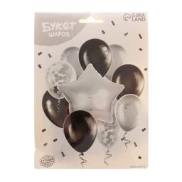 Воздушные шары, букет «Стильный», набор 10 шт., с конфетти