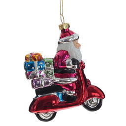 Новинка Украшение новогоднее "Дед Мороз на мопеде", L9 W3 H11,5 см, 2в.