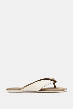 SANDALIA PLANA DETALLE MET?LICO / Blanco Crudo - Zara фото 4