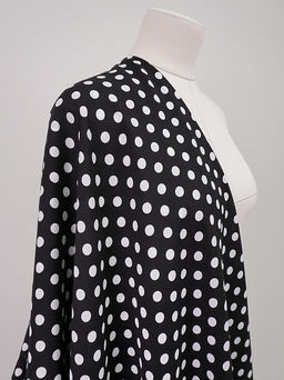 Штапель Белый горох (11мм) цв.черный, ш.1.45м, вискоза-100%, 95гр/м.кв - Купава фото 2