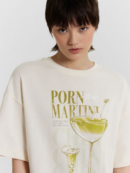 Футболка женская бежевая с принтом Martini - Mark formelle фото 4