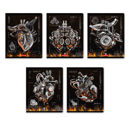 Светоч 96ТЕТк-007 Тетрадь ученическая общая, матовая ламинация + тиснение серебряной фольгой, A5 96 л. на скобе 60 г/кв.м , белизна 100 % 5 шт. клетка 000779 Железное сердце