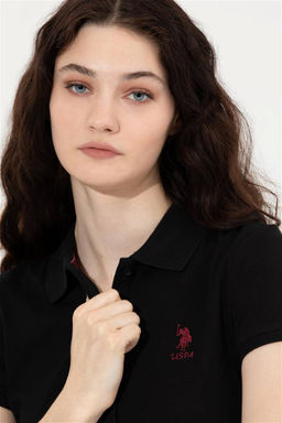 U. S. Polo Assn Женская черная базовая футболка с воротником-поло - U.s. polo assn фото 8