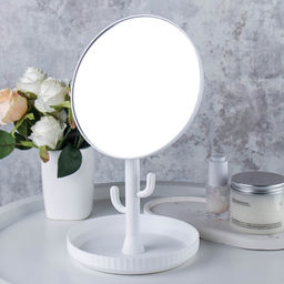 Зеркало настольное 17 см / 2102 /уп 60/розовый, белый - ГалеонТрейд фото 2