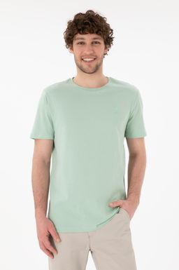 Erkek Regular Fit Bisiklet Yaka Su Ye_ili Basic Ti__rt Sepette S_rpriz _ndirim