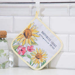 Прихватка Доляна Подсолнухи 17х17см габардин, 35% хлопок, 65% п/э, ватин 250г/м2