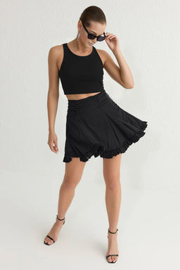 TRENDYOLMILLA Siyah F?rf?rl? Astarl? Tul Orme Mini Etek TPRSS25ET00001