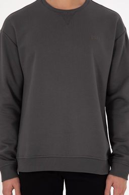 Erkek Bisiklet Yaka Antrasit Basic _ardonlu Sweatshirt
