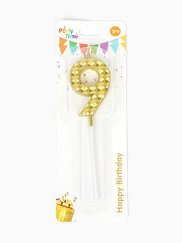 Цена за 3 шт. Свеча для торта «Элемент», цифра 9, золотая